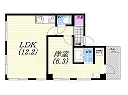 北夙川STビル 1LDKの間取図画像