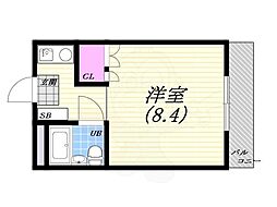 モギハイツ ワンルームの間取図画像