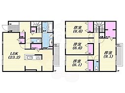 六麓荘ヒルズE棟 4LDKの間取図画像