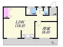 親和マンション 1LDKの間取図画像
