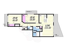 フォルム北夙川 2LDKの間取図画像