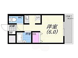 ダイドーメゾン西宮北口 ワンルームの間取図画像