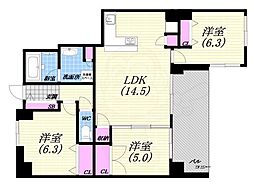 ロイヤル苦楽園マドリーゼ 3LDKの間取図画像