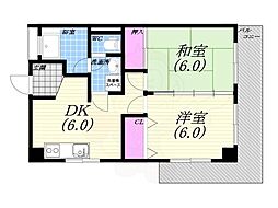 白井マンション 2DKの間取図画像