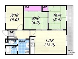 第3寿松ハイツ 3LDKの間取図画像