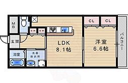 クラルテ甲子園 1DKの間取図画像