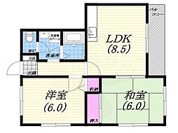 コンフォート西夙川 2LDKの間取図画像