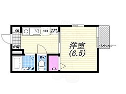 ステップ夙川 1Kの間取図画像