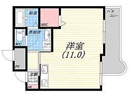 チェリービュウ芦屋川 ワンルームの間取図画像