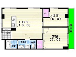 ハイツ相生 2LDKの間取図画像