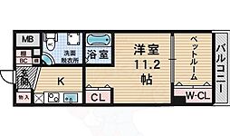 セレニテ甲子園 1Kの間取図画像