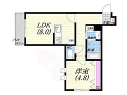 HEBELMaisonNARUO 1LDKの間取図画像