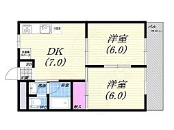 ベル・セゾン 2LDKの間取図画像