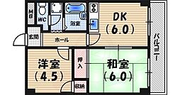 レークヒル・1 2DKの間取図画像