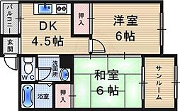 東雲マンションB棟 2DKの間取図画像