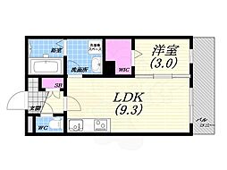 ルクス西宮北口 1LDKの間取図画像