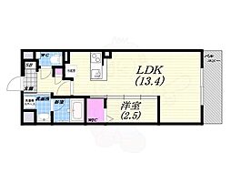 LEGALANDNISHINOMIYA PARKSIDE 1LDKの間取図画像