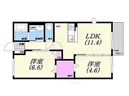 ジェントリーTMY7 2LDKの間取図画像