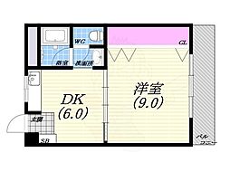 曙コーポ 1DKの間取図画像