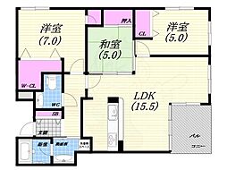 セレッソコート芦屋大原 3LDKの間取図画像