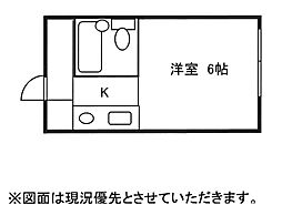 サンコーハイツ6 1Kの間取図画像