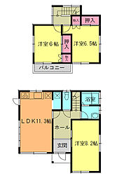 JR東金線 求名駅 徒歩29分の賃貸一戸建て 1階3LDKの間取り