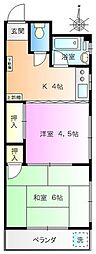 都営新宿線 西大島駅 徒歩5分の賃貸マンション 3階2Kの間取り