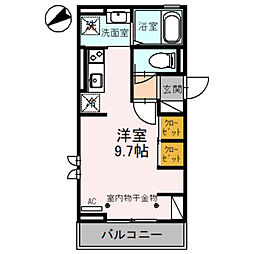 クラリス ワンルームの間取図画像