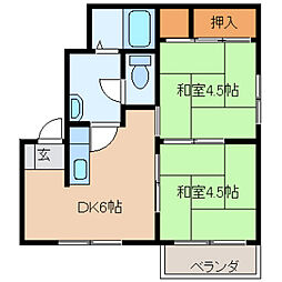 マンションリトルK 2DKの間取図画像