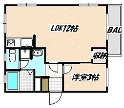 JR総武線 西船橋駅 徒歩8分の賃貸マンション 2階1LDKの間取り
