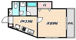 JR総武線 下総中山駅 徒歩14分の賃貸アパート 2階1Kの間取り
