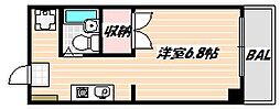 ドエル西船 ワンルームの間取図画像