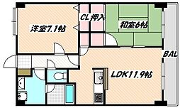 アウラ10 2LDKの間取図画像