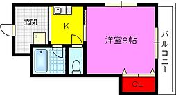 アテネ1 1Kの間取図画像
