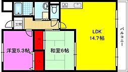 藤楓アビタシオン 8階2LDKの間取り