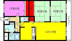 トムズコート悠希 3LDKの間取図画像