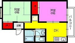 ドゥヴィネットB 2DKの間取図画像