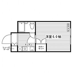 カレッジハイツ砧 1Kの間取図画像