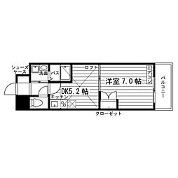 ヴァンクール鶴舞 1DKの間取図画像