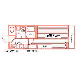 ユミト旭町 1Kの間取図画像