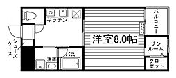 サンメゾン野々市 1Kの間取図画像