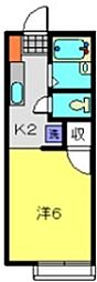 メゾンYOKOHAMA 2階1Kの間取り