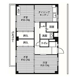 ビレッジハウス阿久和7号館 3DKの間取図画像