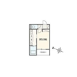 大和市上草柳3丁目アパート 1Kの間取図画像
