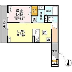 エリオント大和中央105 1LDKの間取図画像