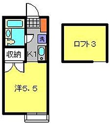 プラネット二俣川 1Kの間取図画像