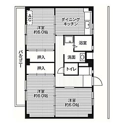 ビレッジハウス善部2号棟 3DKの間取図画像