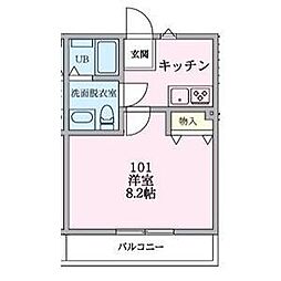 横浜市保土ケ谷区新井町アパート 1Kの間取図画像