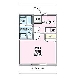横浜市保土ケ谷区新井町アパート 1Kの間取図画像