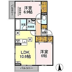 GreengardenA棟103 2LDKの間取図画像